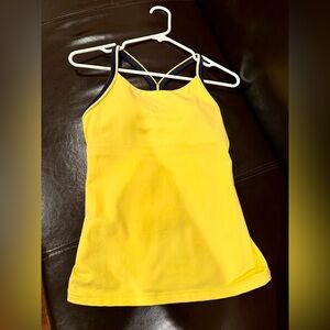 Lululemon Athletica Bright Yellow Padded Tank with Dark Blue Trim